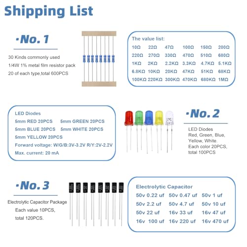 Electronic Component Assortment Kit, Total 1410Pcs