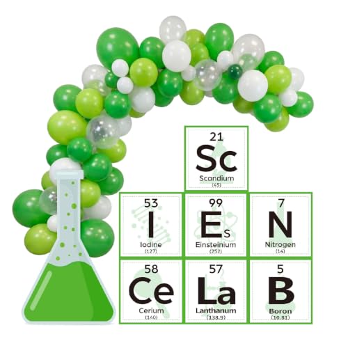 Gueevin 88 Pcs Science Party Decorations Kit Science Fair Bulletin Board for Classroom Colorful Balloon Arch Garland Kit for Lab Week Scientist Choool Educational Theme Subject(Sage Green) - color: Sage Green