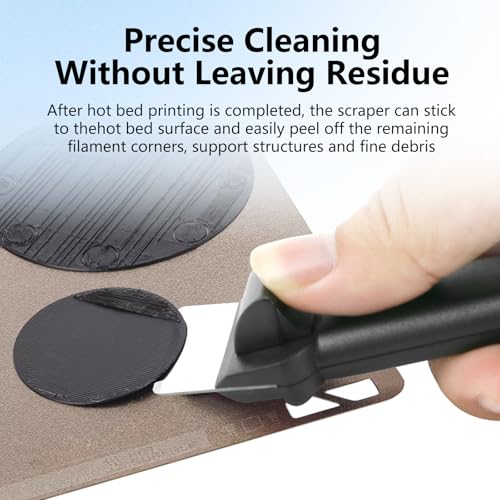 3D Printer Scraper, Universal SK5 Carbon Steel 3D Printing Scraper Tool with Magnetic Design, Compatible with Bambu Lab A1 Mini P1 X1 Series Creality Ender 3 Anycubic 3D Printer Hot Bed (Black) - color: Black