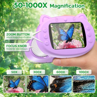 1000X Handheld Digital Microscope for Kids Explorer STEM Toys & Gifts - color: Purple