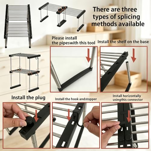 BLULEE Expandable Standing Shelf Unit, Adjustable Storage Rack Black - color: Black