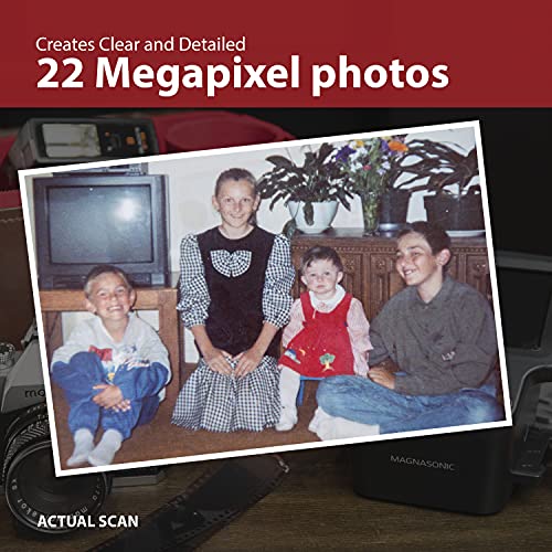Magnasonic All-in-One 24MP Film Scanner with Large 5" Display & HDMI, Long Tray 35mm Slide Film Holders, Converts 35mm/126/110/Super 8 Film & 135/126/110 Slides into Digital Photos - size: Film Scanner + 3 Slide Film Holder Trays