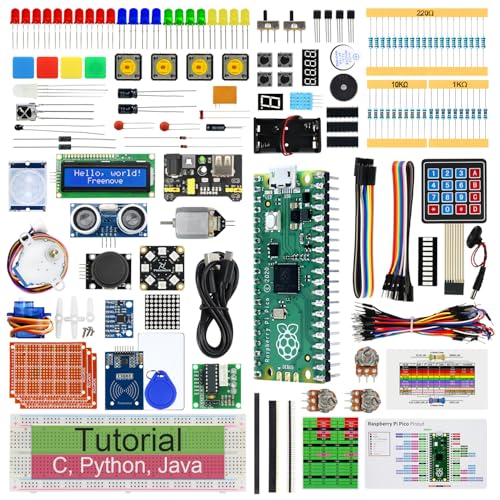 Freenove Ultimate Starter Kit for Raspberry Pi Pico (Included), Dual-core Arm Cortex-M0+ Microcontroller, 767-Page Detailed Tutorial, 222 Items, 119 Projects, Python C Java Code - color: with Raspberry Pi Pico