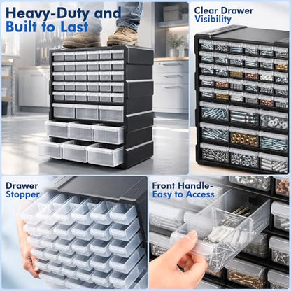 Drawer Organizer Craft Organizers and Storage with Dividers Labels Thicker - size: 39 Drawer