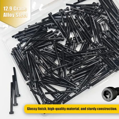 M3x35mm Screws 180pcs Hex Socket Cap 12.9 Steel Black Zinc Half Thread - size: M3*35mm 180pcs