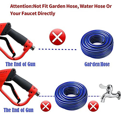 Upgraded Pressure Washer Gun with Extension Replacement Wand, M22 Fitting,7 Inch 30 Degree Curved Rod, 5 Nozzle Tips, 5000 PSI, 47 Inch - color: black and red