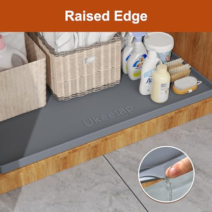 34" x 22" Extra Thick Silicone Mat Waterproof with Raised Edge, - color: Gray, size: 34"L x 22"W