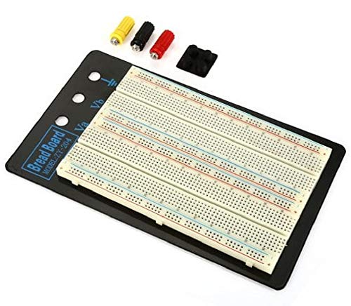TEKTRUM EXTERNALLY Powered SOLDERLESS 1660 TIE-Points Experiment Plug-in BREADBOARD with Aluminum Back Plate and Jumper Wires for Proto-Typing Circuit - size: 1660 TIE-POINTS