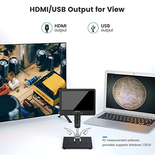 LM249MS 3 Lens 10.1" HDMI Digital Microscope 2000X, 2160P Video - size: 3 Lens 10.1" HDMI