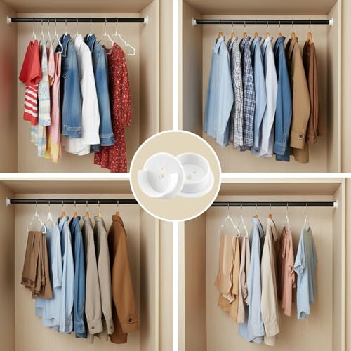 6pcs Heavy Duty Plastic Closet Rod Holders with Screws Wardrobe Tube Rail Support Sockets Multi-Purpose Bracket for Closet Rod Shower Curtain Rod Home Bathroom Clothing Storage (White)