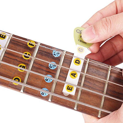 2Pcs Guitar Sticker Guitarra Fingerboard Stickers Bass Fretboard Scale Note Label Fret Sticker Bass Practice Guitar Accessories