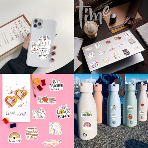 Teacher Stickers 110PCS, Vinyl Waterproof Teacher Appreciation Stickers for Laptop Water Bottles Teachers Appreciation Stickers in Bulk Teacher’s Day Gift - style: Teacher Stickers