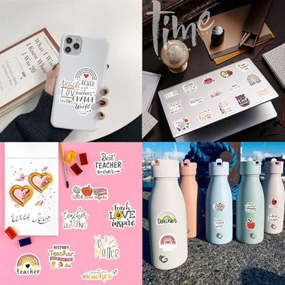 Teacher Stickers 110PCS, Vinyl Waterproof Teacher Appreciation Stickers for Laptop Water Bottles Teachers Appreciation Stickers in Bulk Teacher’s Day Gift - style: Teacher Stickers
