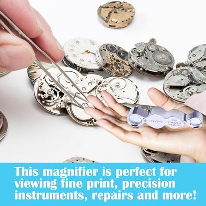 Rongon 10X & 20X Pocket Jewelers Loupe Foldable Magnifier with Light - color: Silver