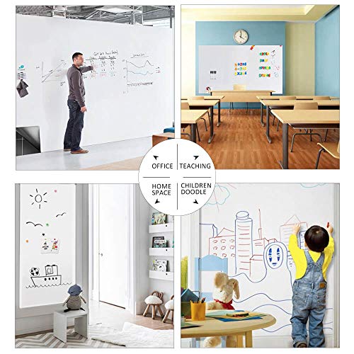 ZHIDIAN Magnetic Whiteboard Contact Paper for Wall 72 x 48 inches, Magnetic Dry Erase White Board Sticker with Non-Adhesive Backing for Office Home School - size: 72"W x 48"H