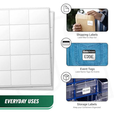 Blank Rectangle Labels, White, 2.625" x 2" - size: 2.625" x 2"