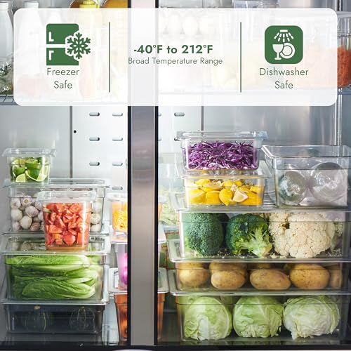 CURTA 6-Pack 1/3 Size 6" Deep NSF Polycarbonate Food Pans with Handled Lids & Drain Trays | Dishwasher & Freezer Safe Clear Container for Prep Tables, Buffet, Salad Bar, Commercial & Home Kitchen - color: 1/3 Size, size: 6" Deep Pan with Lid