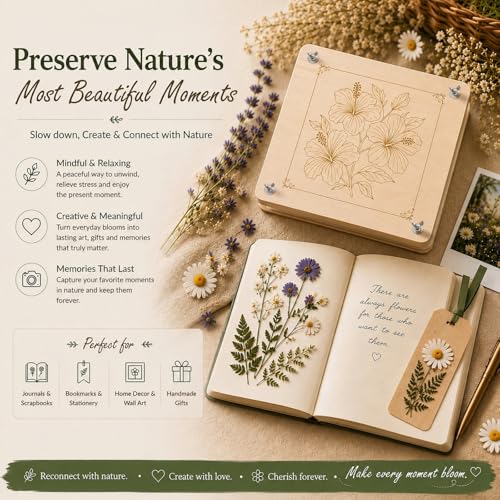 MeRGBWLife Flower Press - 11"x11" Wooden 10 Layer Flower Press Kit for Crafts Pressed Flowers & Plant Press, Scrapbooking, Bookmark Making, Wedding Bouquet Preservation, Dried Flowers - size: 11"x11"