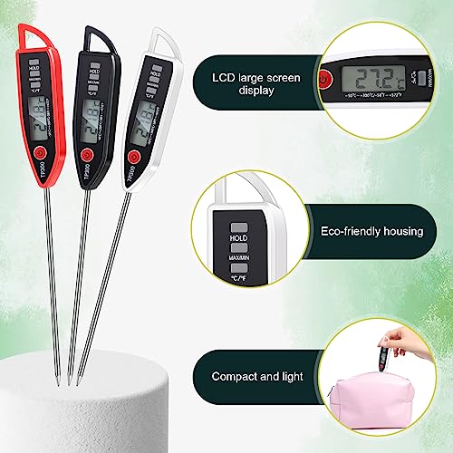 Copkim 6 Set Digital Food Thermometer Long Probe Instant,Black, White, Red - color: Black,White,Red