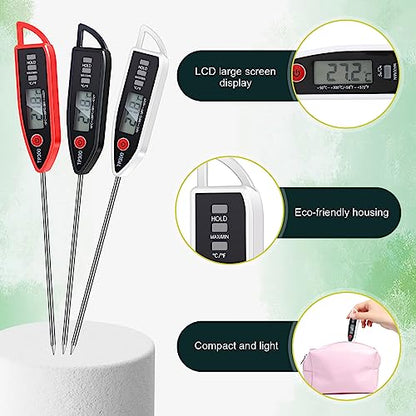 Copkim 6 Set Digital Food Thermometer Long Probe Instant,Black, White, Red - color: Black,White,Red