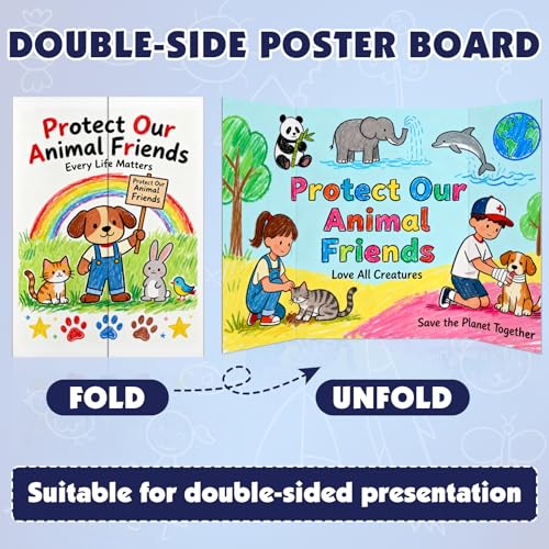 30 Pack White Trifold Poster Board, 16in x 24in Corrugated Project Board - size: 16''x24''-30P