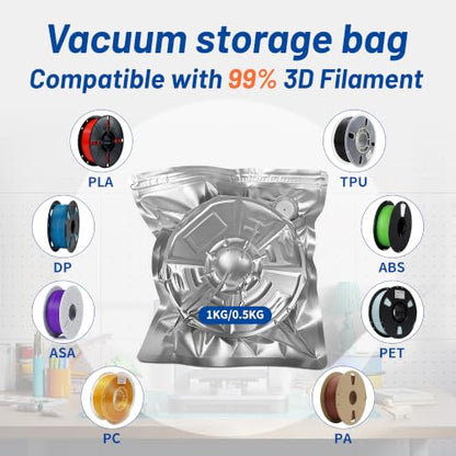 20PCS 3D Filament Storage Bags 13x15" Vacuum Moisture Light-Proof w/6 Clips - size: 20 bags