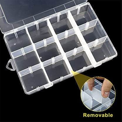 6 Pack Organizer Box with Parkical Adjustable Dividers, 12 Grids Plastic Storage Container for Jewelry, Craft DIY, Bead Organizer, Sewing, Dip Powder, Hair Accessories - size: 6 Pack 12 Compartment Organizer Box