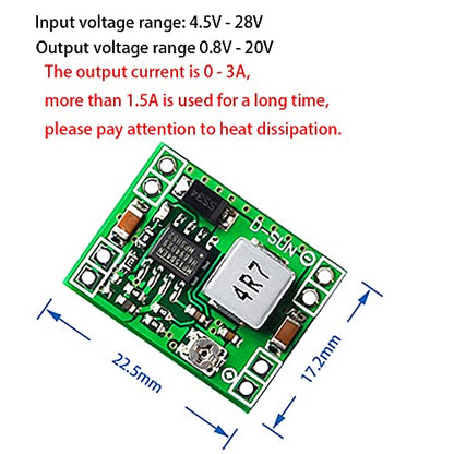 Generic Mini MP1584EN DC-DC Buck Converter Adjustable Power Supply Module 24V to 12V 9V 5V 3.3V (5 Pack) - Green - Micro USB Connector - style: Adjustable (0.8-20V)
