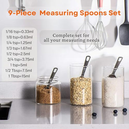 14PCS Measuring Spoons Set, 1 tbsp, 1/2 tbsp, and 1-1/16tsp Stainless Steel Measuring Spoons for Cooking Baking Spice Jars and Liquid Ingredients - size: 14 Pcs