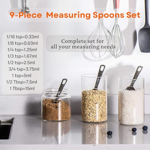 14PCS Measuring Spoons Set, 1 tbsp, 1/2 tbsp, and 1-1/16tsp Stainless Steel Measuring Spoons for Cooking Baking Spice Jars and Liquid Ingredients - size: 14 Pcs