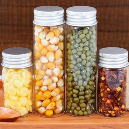 30 Pcs Glass Test Tubes with Screw Caps, 25ml Reusable Transparent Flat Bottomed Container Tubes Empty Clear Glass Sample Test Bottle for Candy Storage Bath Salts Liquids Art Craft (25ml) - size: 25ml