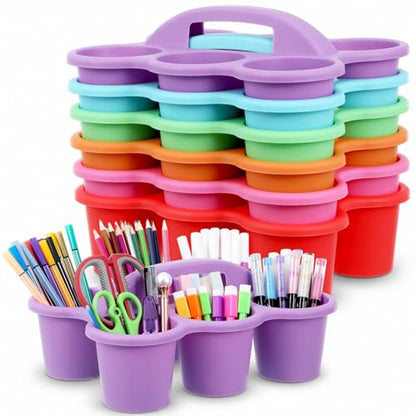 6 Pack Classroom Caddy With Handle for School Supplies, Rainbow - color: Rainbow