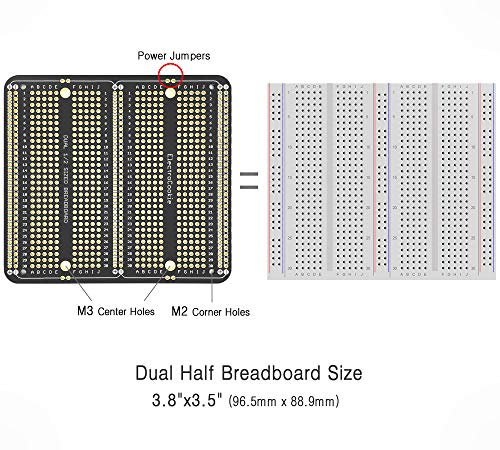 ElectroCookie PCB Prototype Board Double Column Solderable Breadboard for Electronics Projects Compatible for DIY Arduino Soldering Projects, Gold-Plated (3 Pack, Matte Black)
