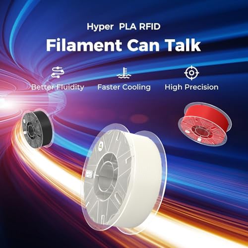Official CREALITY Hyper PLA RFID Filament 1.75mm 4KG for K2 Plus Combo, High Speed 30-600mm/s 3D Printer Filament, 4Pack(8.8lbs)/Spool Hyper PLA RFID Support CFS,Most 3D Printers, Black&White&Blue&Red - color: Black&white&blue&red