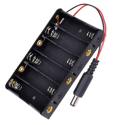 2Pack 6 x AA Power Box 9V Black Battery Pack Holder Case Box with DC Plug Barrel Jack Connector for Wireless Camera Halloween LED Light Strip 2.1mm x 5.5mm
