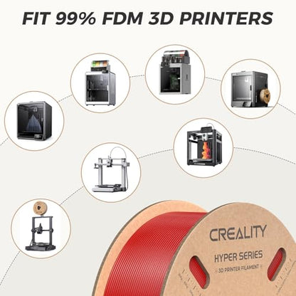 Official CREALITY Hyper PLA Filament 1.75mm, High Speed PLA 30-600mm/s Rapid 3D Printer Filament, Dimensional Accuracy +/-0.02mm, Stronger Toughness, Fit Most FDM 3D Printers，1KG(2.2lbs) Spool Red - color: Red