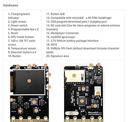 Kittenbot Meowbit Card-Sized Retro Computer Video Game Console Codable Console for Microsoft Makecode Arcade and Python Compatible with Micro:bit Expansion Board for Build Robot-Orange
