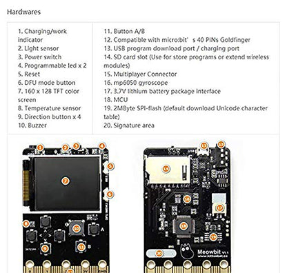 Kittenbot Meowbit Card-Sized Retro Computer Video Game Console Codable Console for Microsoft Makecode Arcade and Python Compatible with Micro:bit Expansion Board for Build Robot-Orange