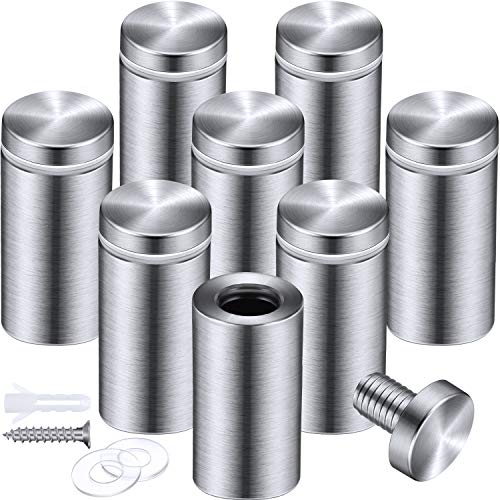 Pelopy 8 Pcs Sign Standoff Screw Wall Mounts, 1 X 2 Inch,Silver - color: Silver, size: 1 x 2 Inch