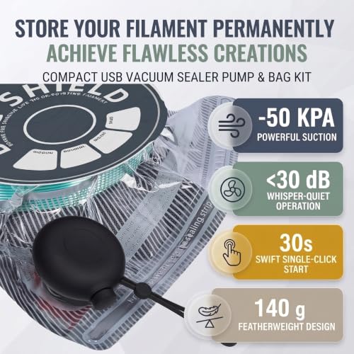 3D Printer Filament Vacuum Bags Kit with Cordless Auto Pump for 3D Filament - color: Black