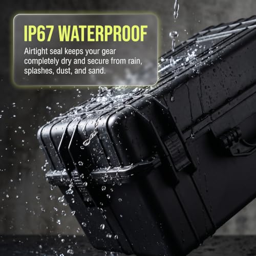 MEIJIA All Weather Waterproof Hard Camera Case,Hard Case with Customizable Fit Foam,Fit Use of Drones,Camera,Equipments,Pistols,Elegant Black (Black, 24.01"x16.92"X12.2") - size: 24.01" x 16.92" x 12.2"