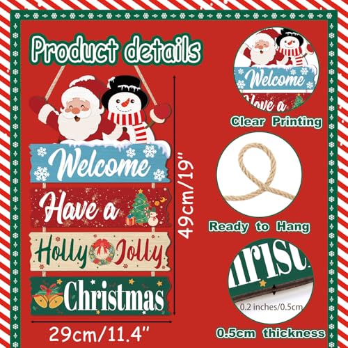 HLNIUC Have a Holly Jolly Christmas Wall Sign,Red Santa Claus Hanging Sign,Xmas Snowman Snowflake Welcome Door Hanger,Snowman Hanging Plaque for Holiday Living Room Front Doors(Christmas Clearance,Final Sale) - color: Christmas Door Sign