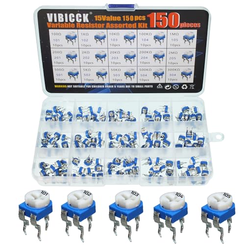 15 Values 150 pcs Variable Resistor Trimmer Potentiometer Assortment Kit