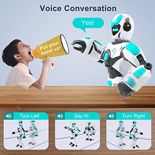 HPROMOT RC Robot Toy| Voice & Gesture Control| Walking Dancing Singing| Ages 6+ | Remote Gesture & Voice Control | Walks | Dances & Sings | Rechargeable | Educational Gift for Boys & Girls Ages 6+ - color: White