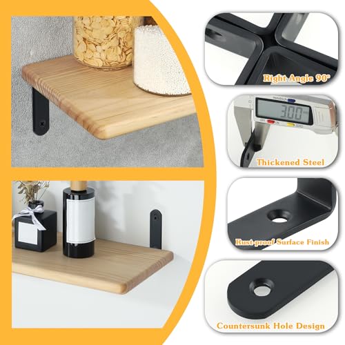 Alise Black Floating Shelf Brackets 5x3 Inch,L Brackets for Shelves,4 Pcs - color: Black, size: 5x3 Inch