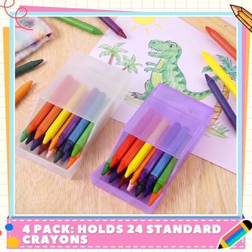 Clabby 2 Pcs 2 in 1 Plastic Crayon Box with Sharpener Holds 24,Clear,Purple - color: Clear,Purple