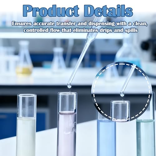 5-3/4 Inch Pasteur Pipettes, 250 Pcs Disposable Borosilicate Glass Pipettes
