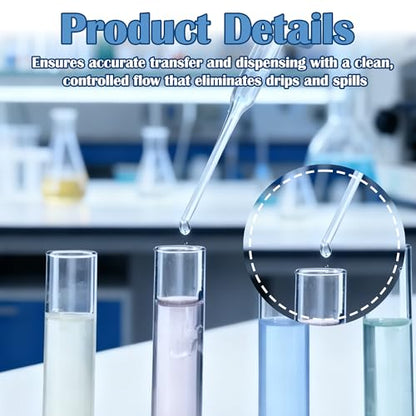5-3/4 Inch Pasteur Pipettes, 250 Pcs Disposable Borosilicate Glass Pipettes