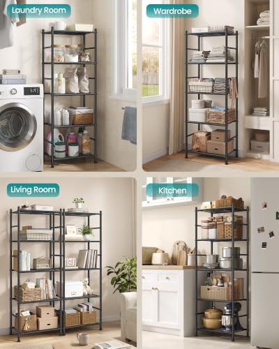 SONGMICS 5-Tier Shelving Unit, Steel Storage Rack, 11.8 x 15.7 x 56.7 Inch - size: 15.7"W, style: 5-Tier