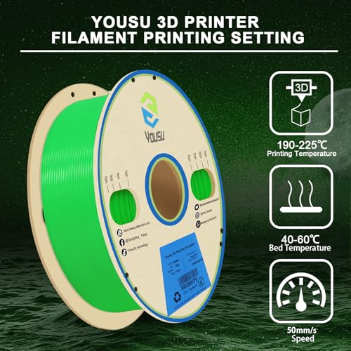 YOUSU Glow in The Dark Light Green PLA Filament 1.75mm 1kg - color: A2-glow Green, size: A-Glow in dark PLA